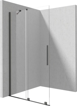 Ограждение раздвижное для душа Deante Prizma Walk-in KTJ D34R 140 см, титан/ прозрачное - фото