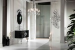 Мебель для ванной Antonio Valanti NeoArt Раковина хрустальная с черной тумбой и с зеркалом - фото