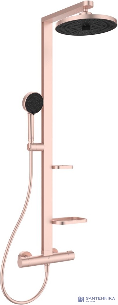 Душевая система Ideal Standard ALU+ BD583RO розовое золото, с термостатом