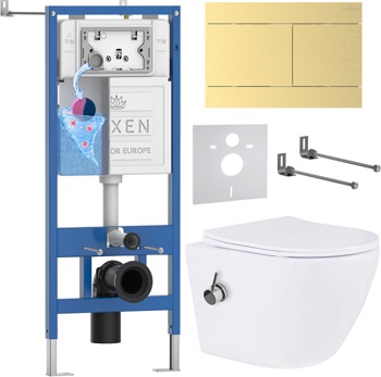 Комплект 6 в1 инсталляции и подвесного унитаза Roxen StounFix Dual Fresh 868648 - фото