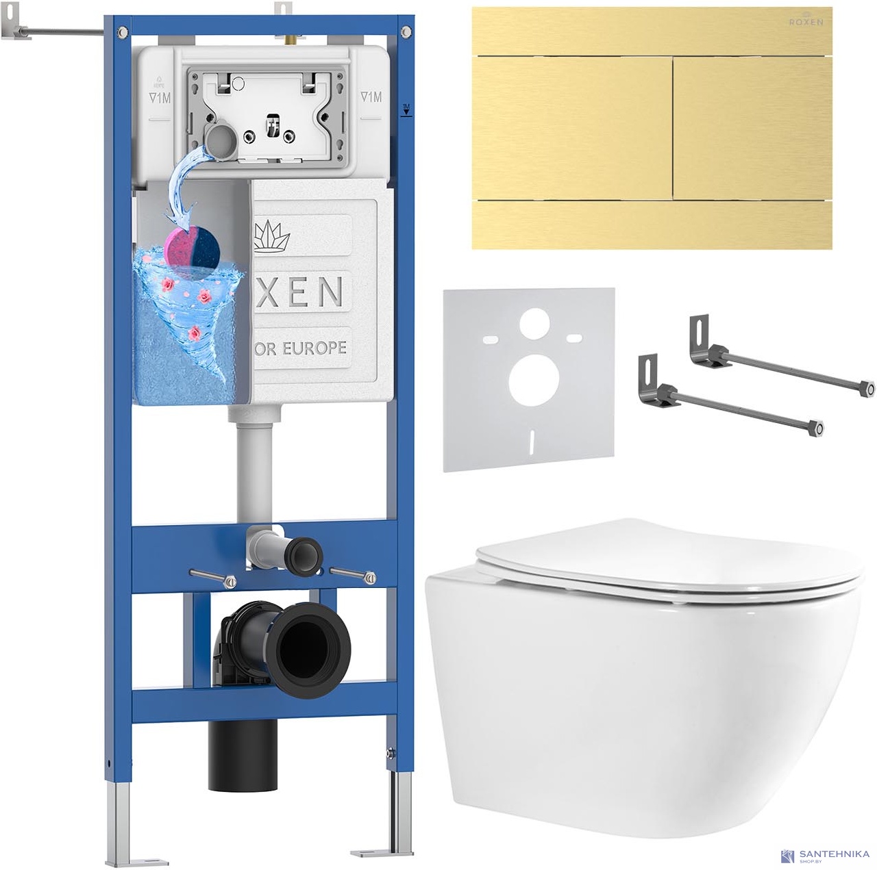 Комплект 6 в1 инсталляции и подвесного унитаза Roxen StounFix Dual Fresh 868465