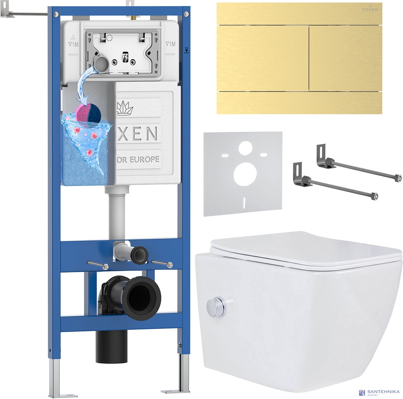 Комплект 6 в1 инсталляции и подвесного унитаза Roxen StounFix Dual Fresh 868630