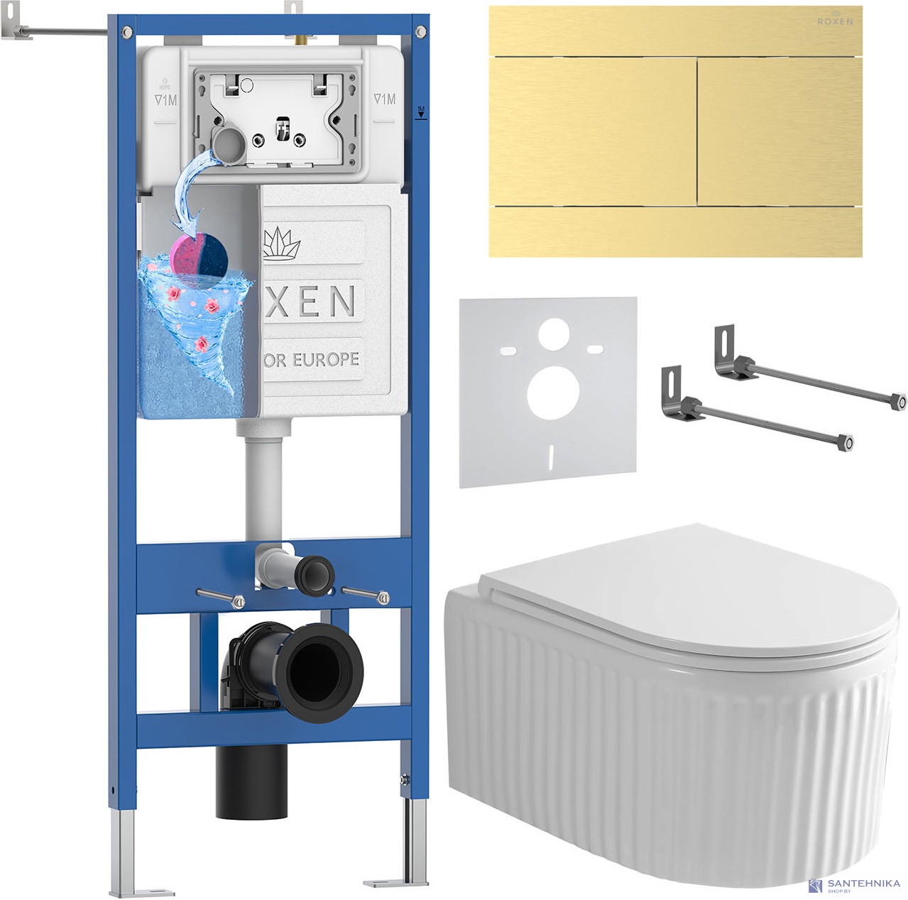 Комплект 6 в1 инсталляции и подвесного унитаза Roxen StounFix Dual Fresh 868649