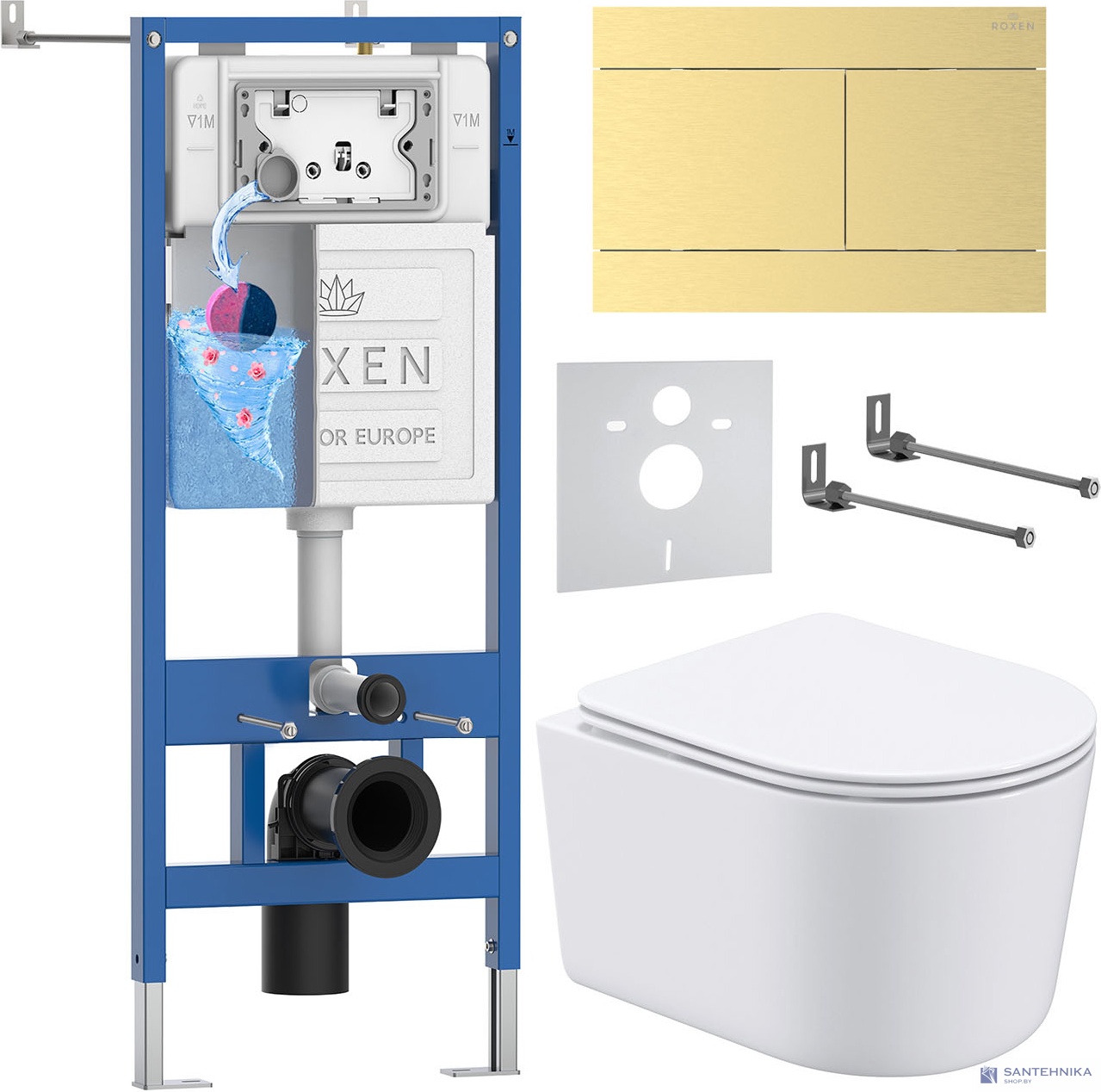 Комплект 6 в1 инсталляции и подвесного унитаза Roxen StounFix Dual Fresh 868627