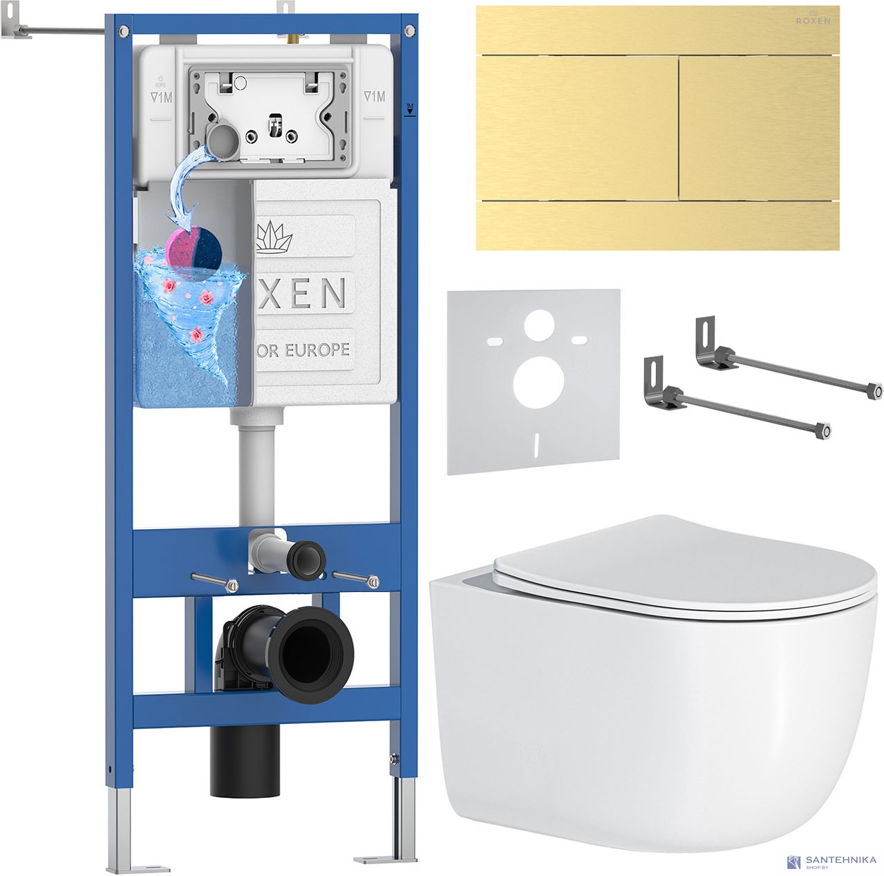 Комплект 6 в1 инсталляции и подвесного унитаза Roxen StounFix Dual Fresh 868634