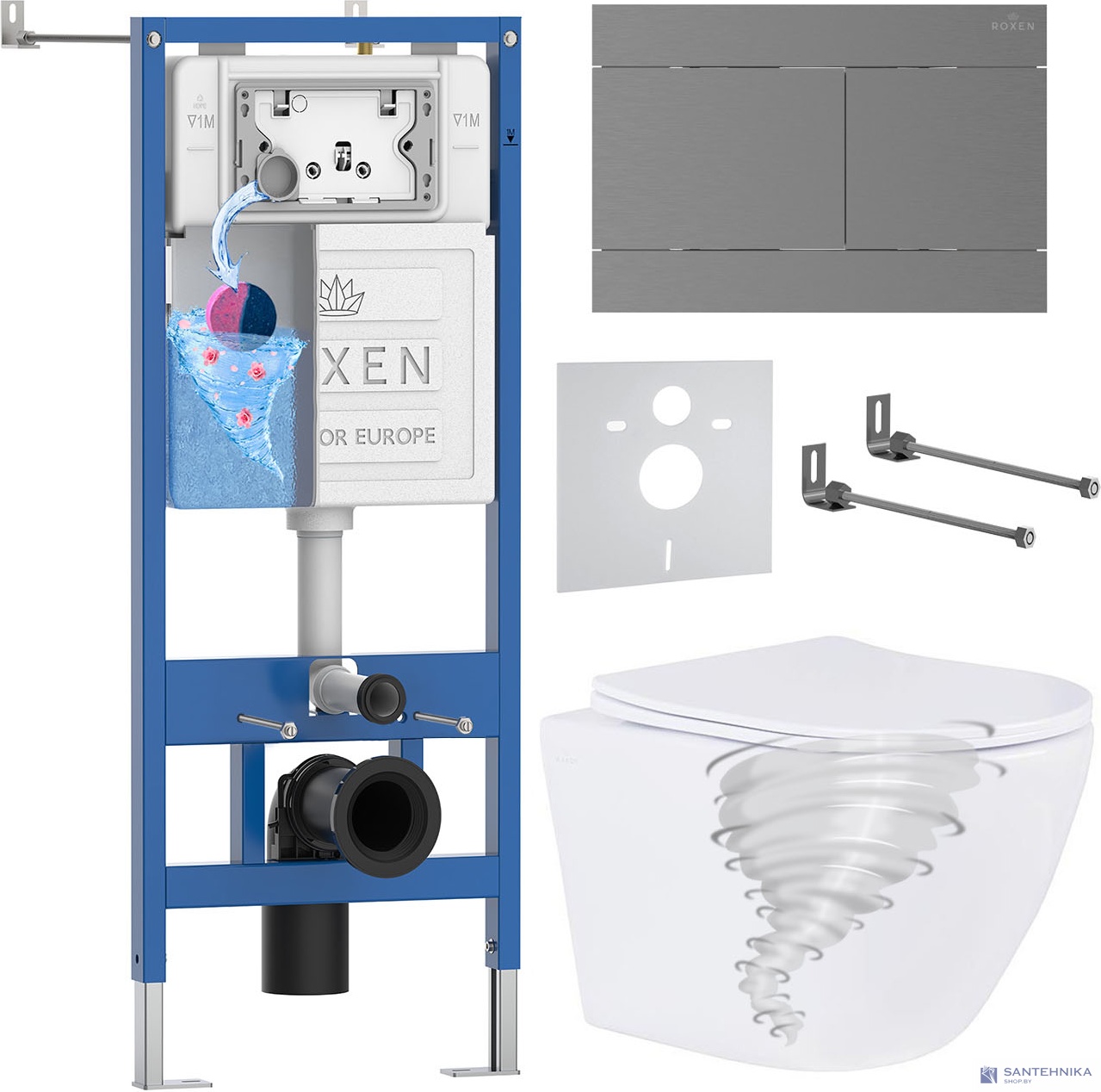 Комплект 6 в1 инсталляции и подвесного унитаза Roxen StounFix Dual Fresh 868612