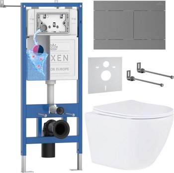 Комплект 6 в1 инсталляции и подвесного унитаза Roxen StounFix Dual Fresh 868609 - фото