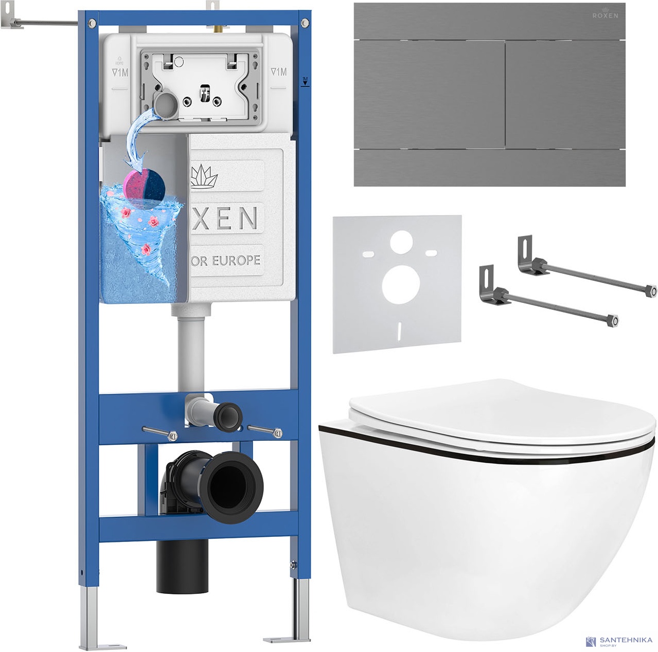 Комплект 6 в1 инсталляции и подвесного унитаза Roxen StounFix Dual Fresh 868617