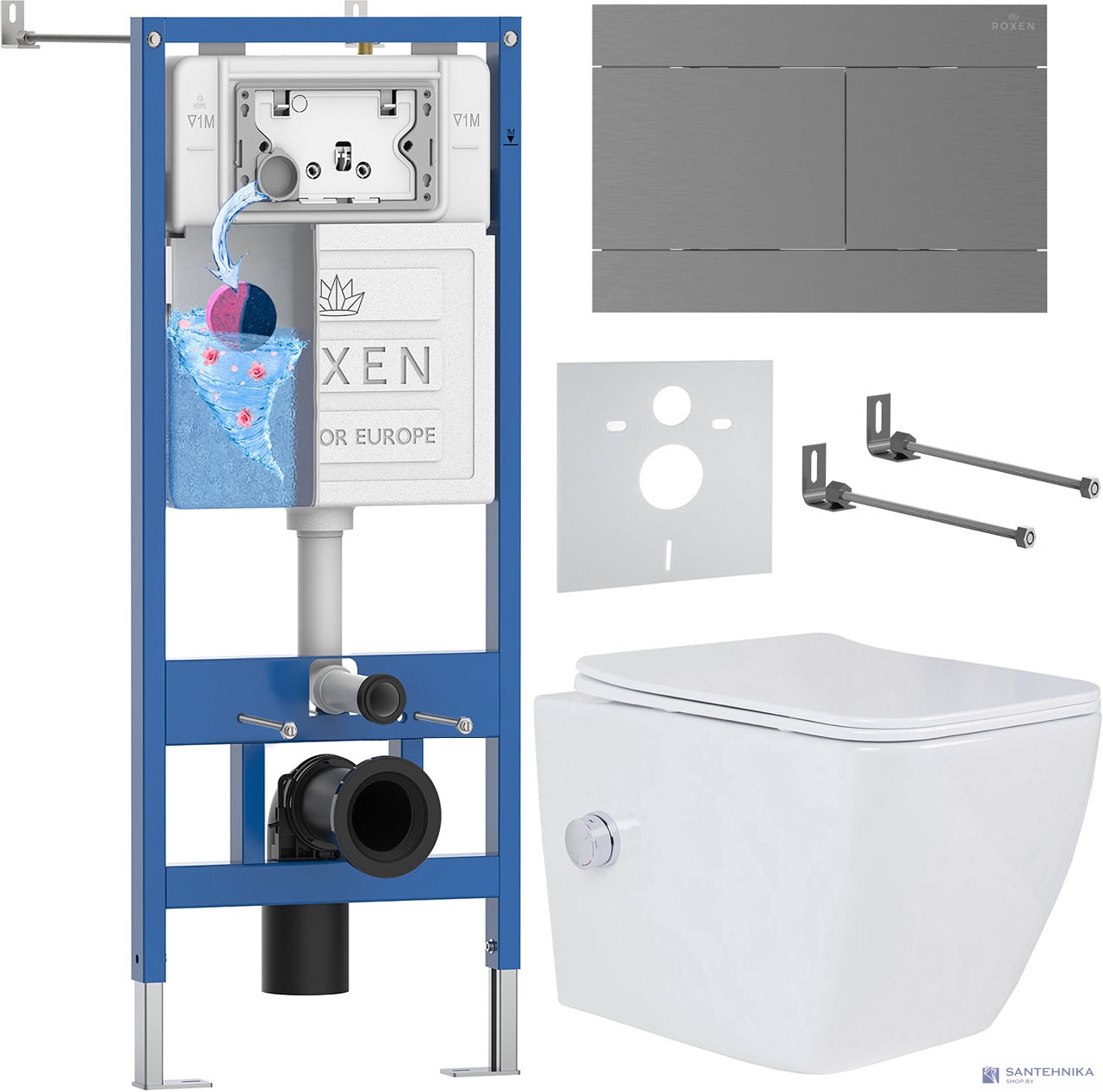 Комплект 6 в1 инсталляции и подвесного унитаза Roxen StounFix Dual Fresh 868599