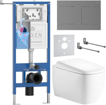 Комплект 6 в1 инсталляции и подвесного унитаза Roxen StounFix Dual Fresh 868621 - фото