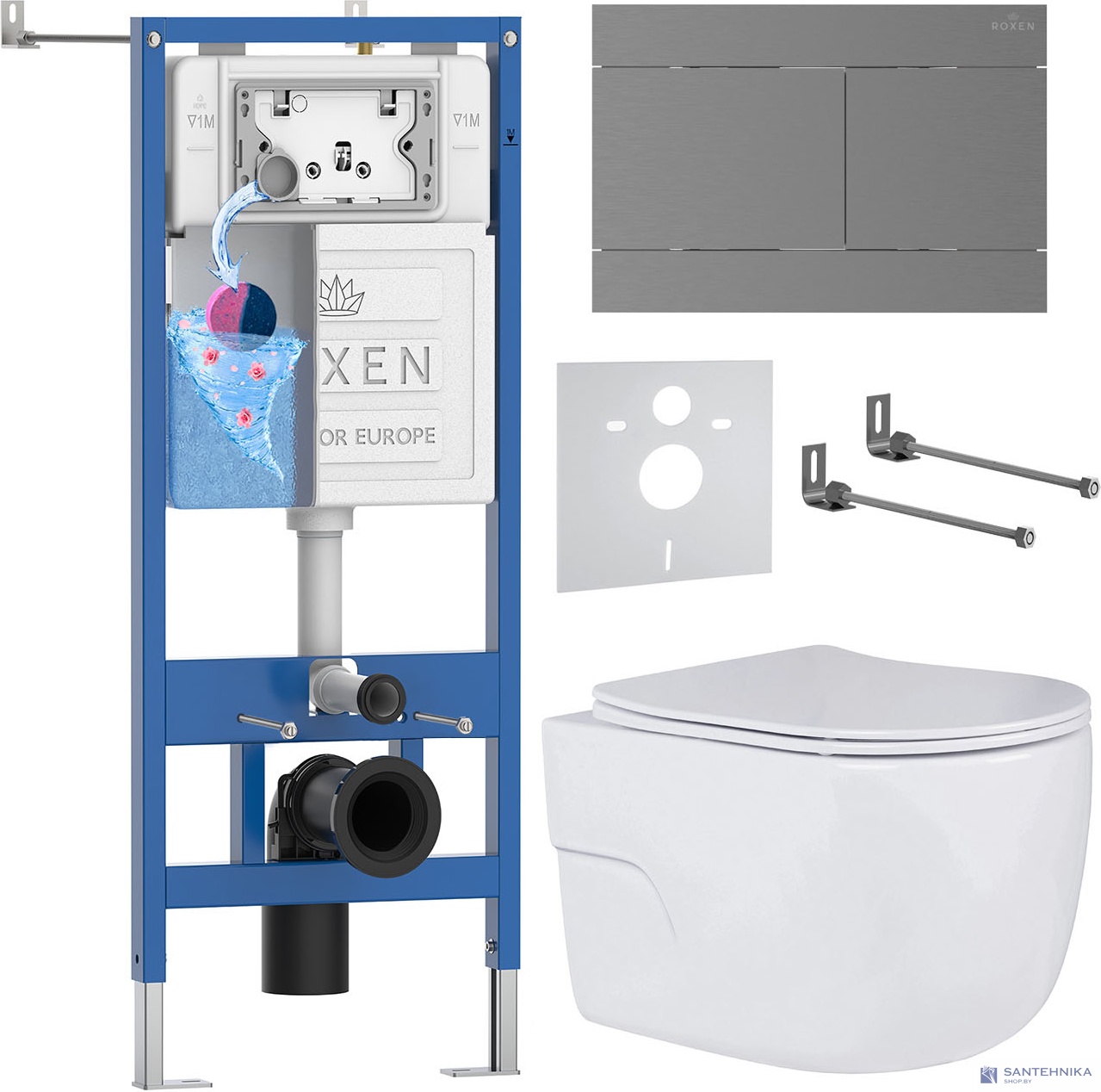 Комплект 6 в1 инсталляции и подвесного унитаза Roxen StounFix Dual Fresh 868603