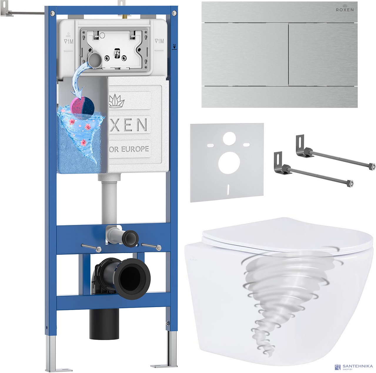 Комплект 6 в1 инсталляции и подвесного унитаза Roxen StounFix Dual Fresh 868582