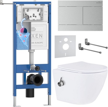 Комплект 6 в1 инсталляции и подвесного унитаза Roxen StounFix Dual Fresh 868587 - фото