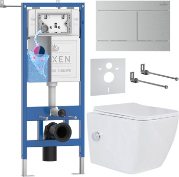 Комплект 6 в1 инсталляции и подвесного унитаза Roxen StounFix Dual Fresh 868571 - фото