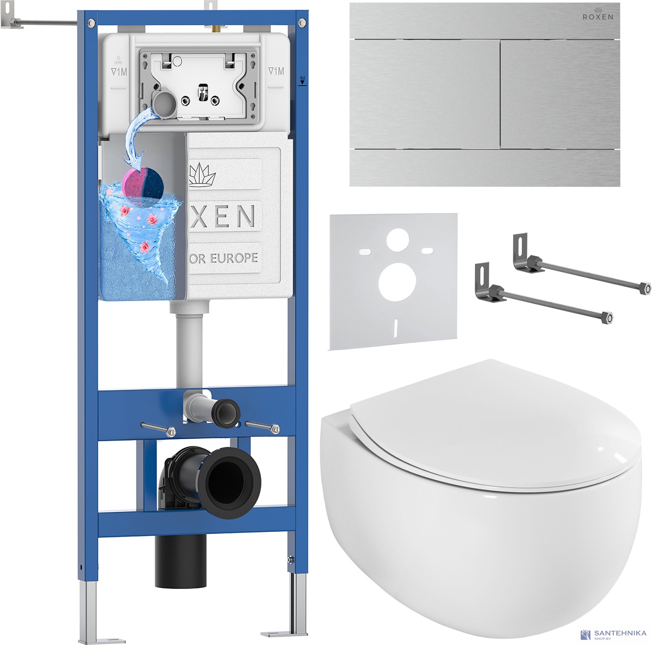Комплект 6 в1 инсталляции и подвесного унитаза Roxen StounFix Dual Fresh 868578