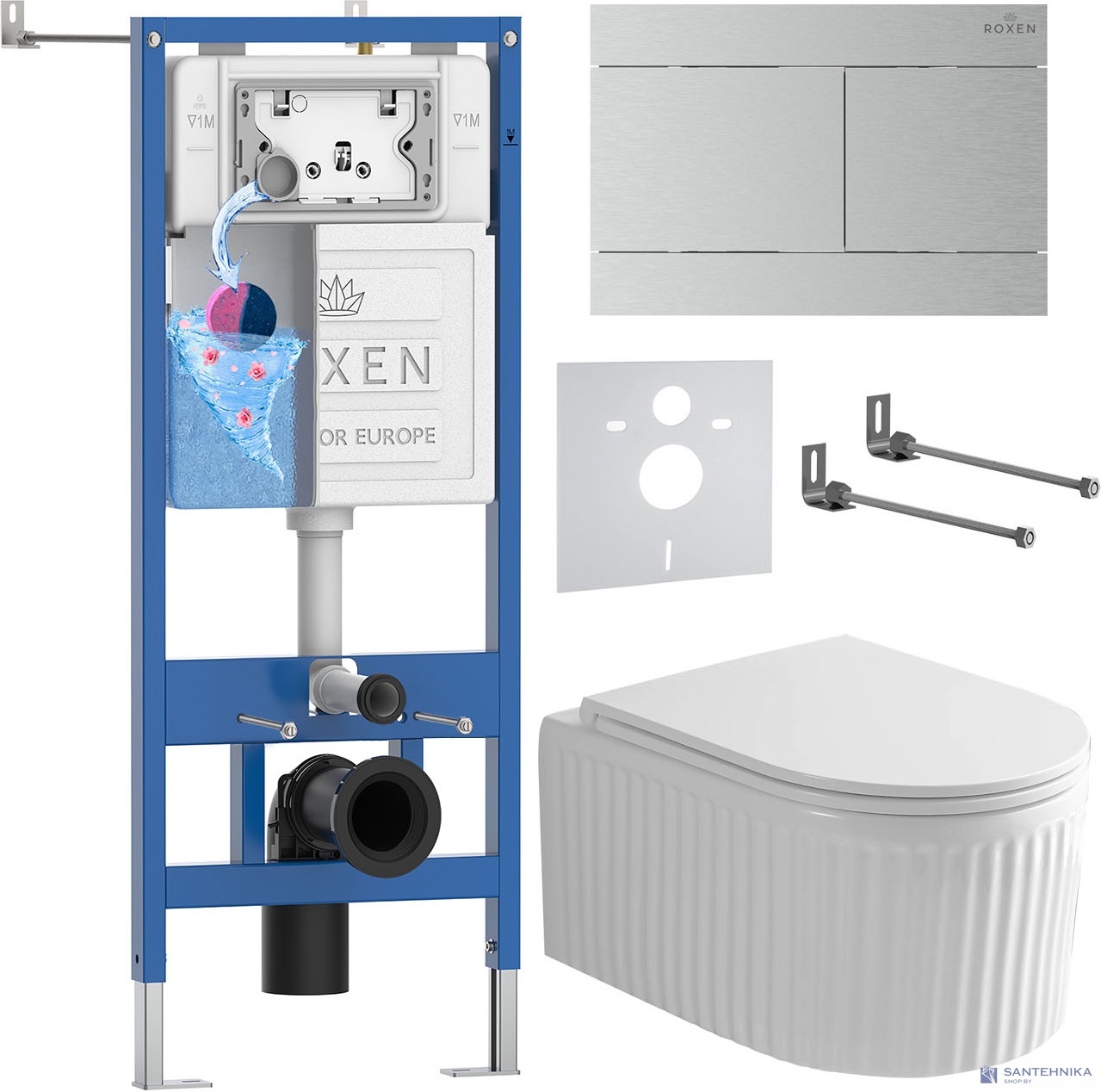 Комплект 6 в1 инсталляции и подвесного унитаза Roxen StounFix Dual Fresh 868588