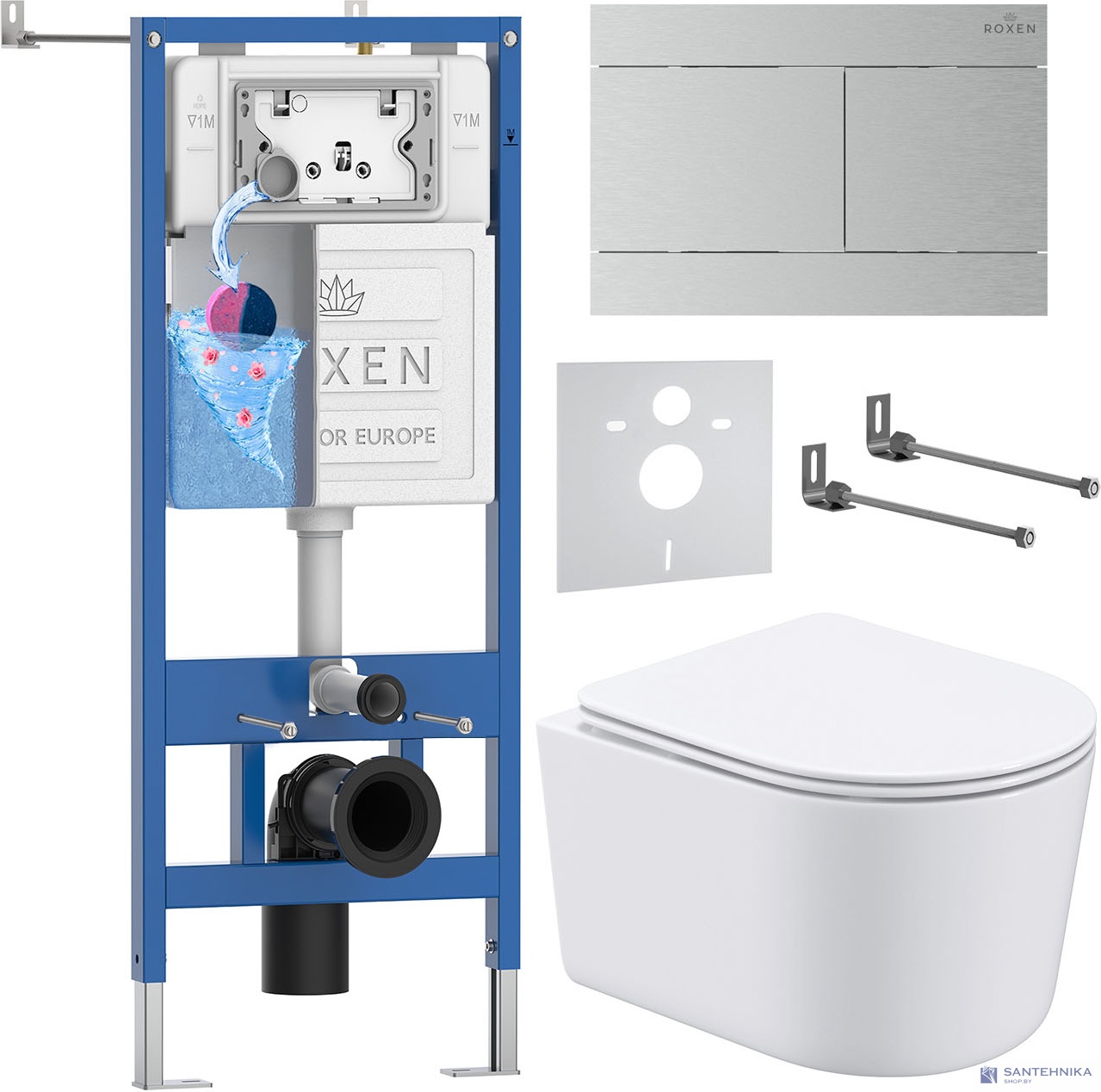 Комплект 6 в1 инсталляции и подвесного унитаза Roxen StounFix Dual Fresh 868569