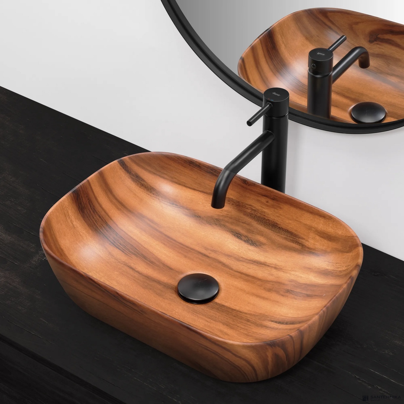Умывальник настольный Rea Belinda Wood Mat 46 см