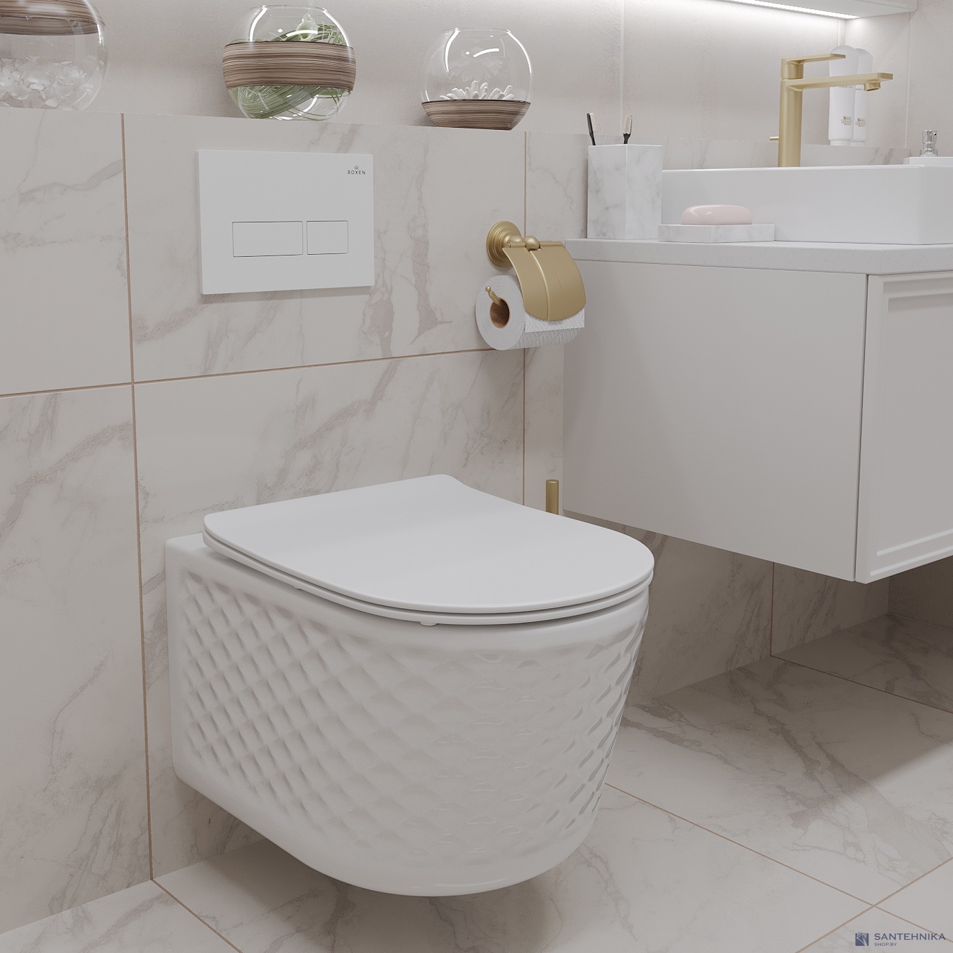 Комплект 6 в1 инсталляции и подвесного унитаза Roxen StounFix Dual Fresh 868653