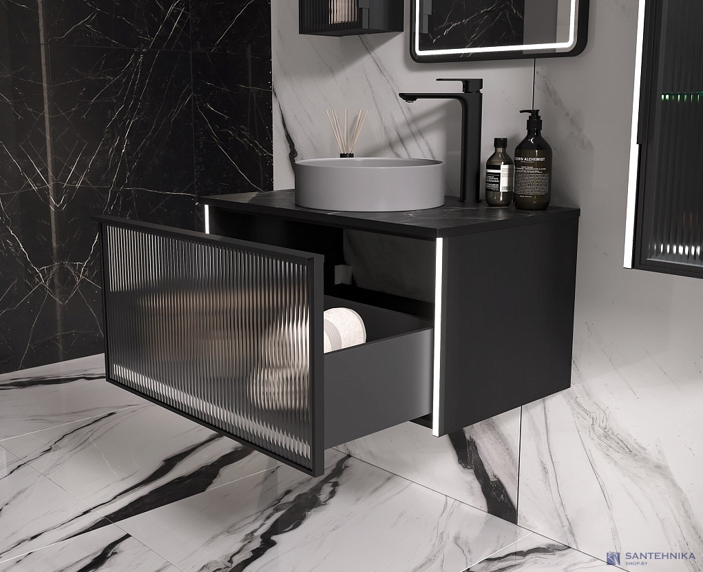 Тумба под умывальник Equil Stoune 80.1Y подвесная, дуб черный