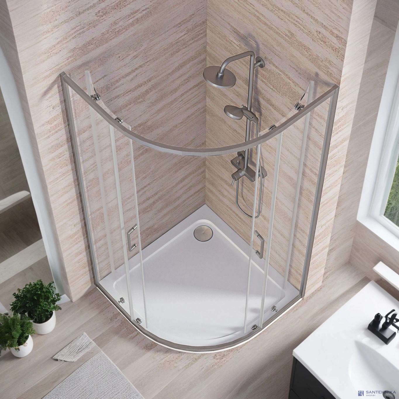 Душевой угол GooD DooR Lite R-90-C-CH