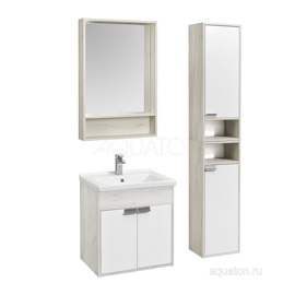 Зеркальный шкаф Aquaton Флай 60 белый, дуб крафт 1A237602FA860 - фото2